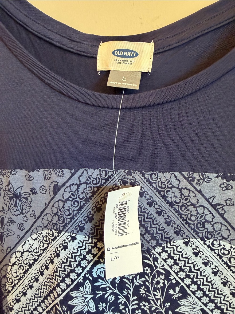 OLD NAVY Blue Floral Heart Print Loose Fit Tank Top - Picture 3 of 5